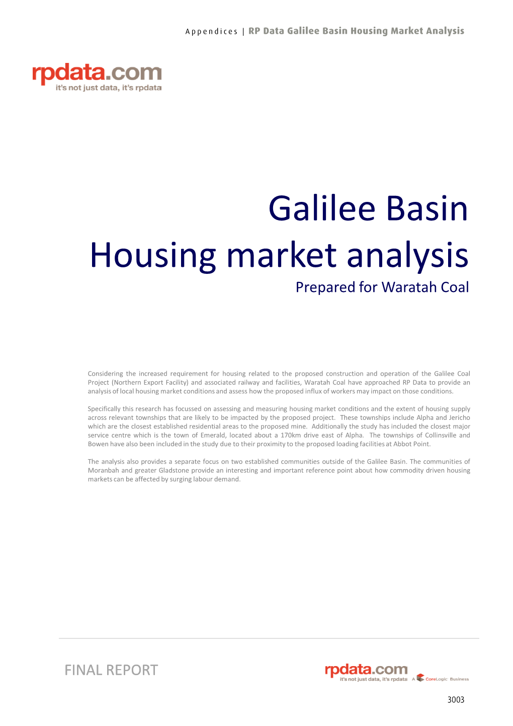 Galilee Basin Housing Market Analysis