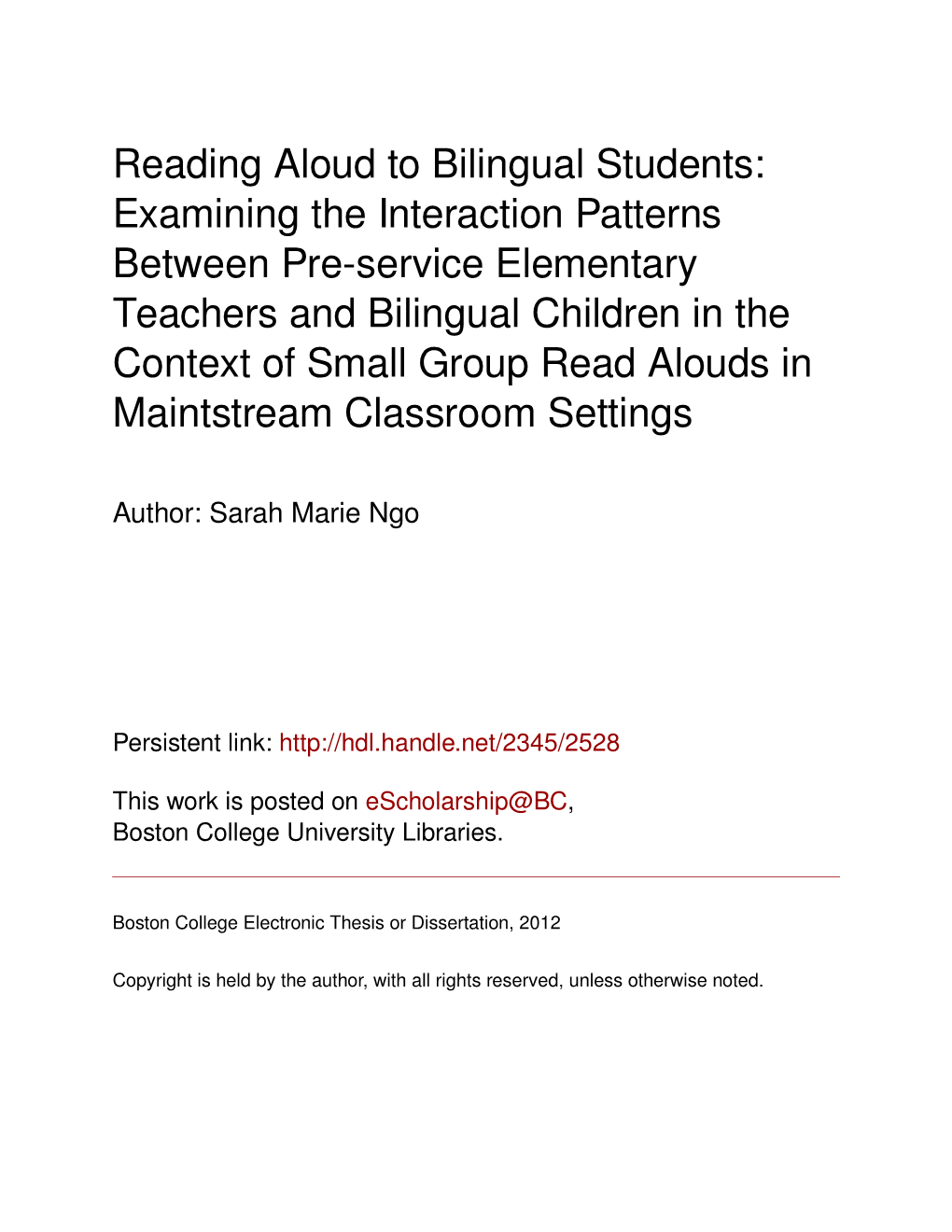 Reading Aloud to Bilingual Students