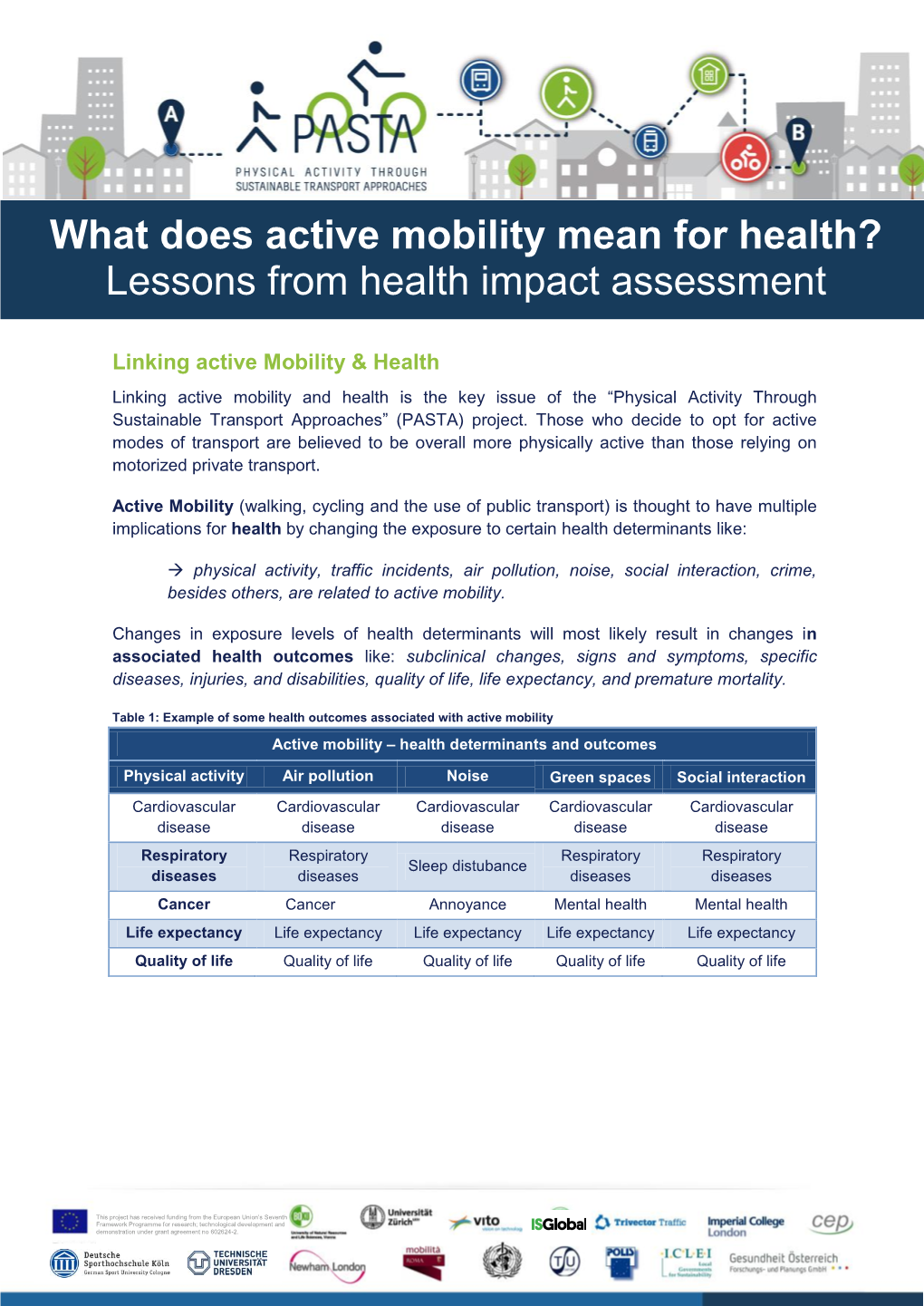 What Does Active Mobility Mean for Health? Lessons from Health Impact Assessment