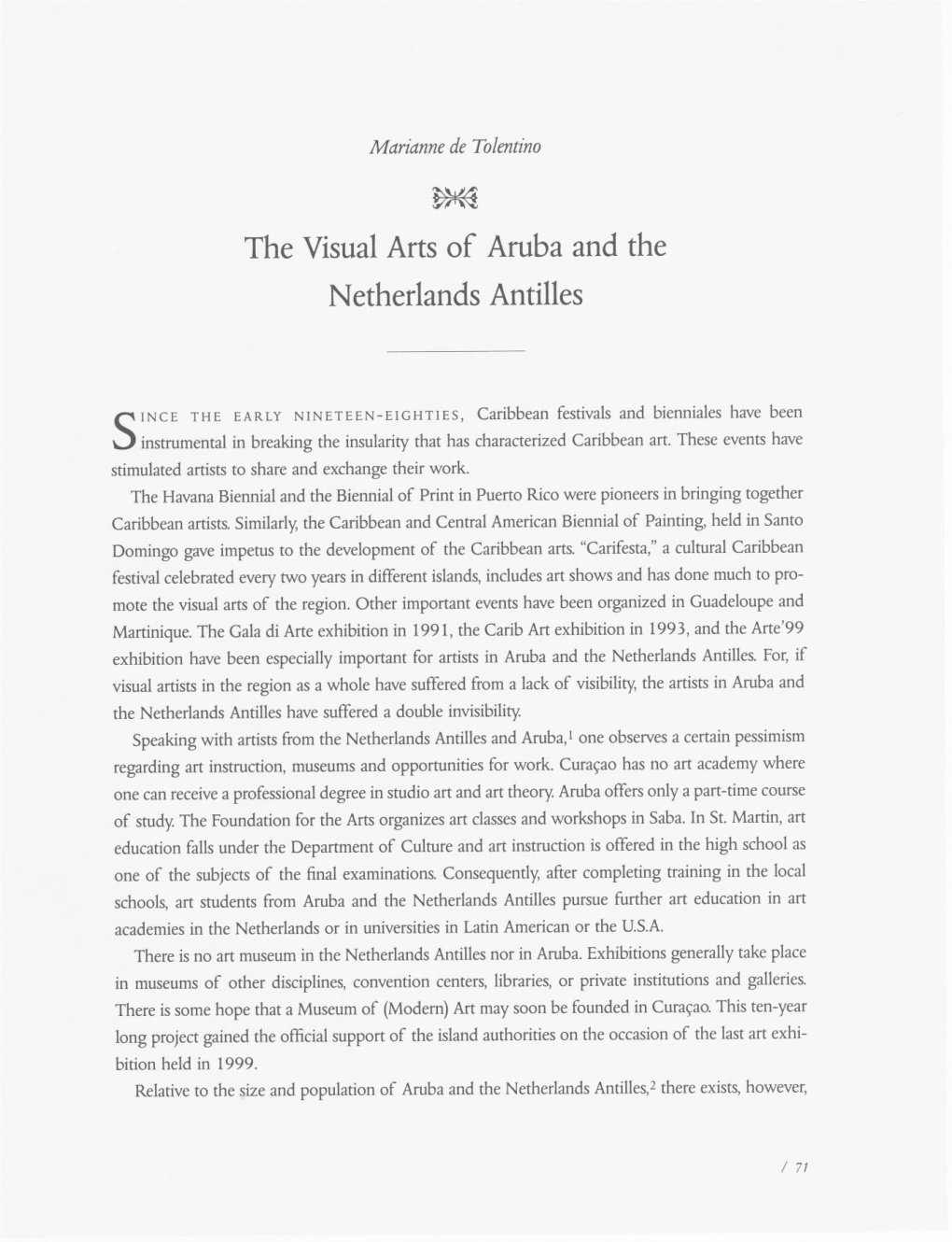 The Visual Arts of Aruba and the Netherlands Antilles