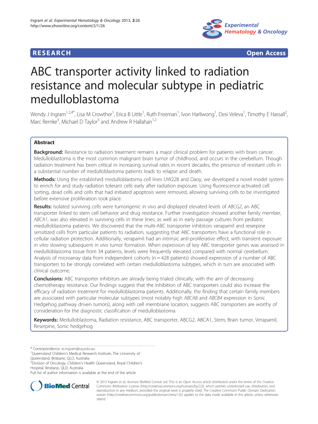 ABC Transporter Activity Linked to Radiation Resistance And