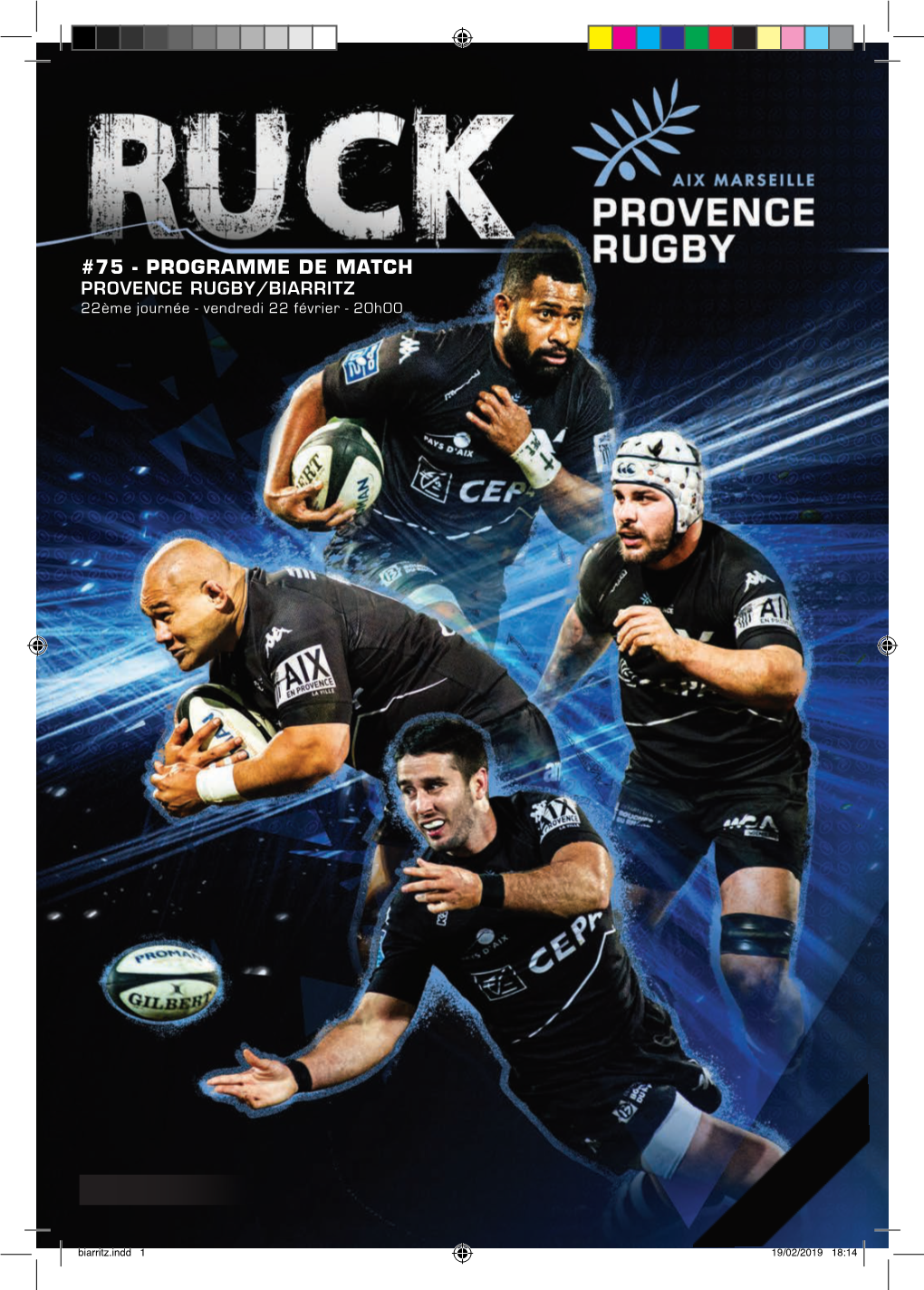 75 - PROGRAMME DE MATCH PROVENCE RUGBY/BIARRITZ 22Ème Journée - Vendredi 22 Février - 20H00