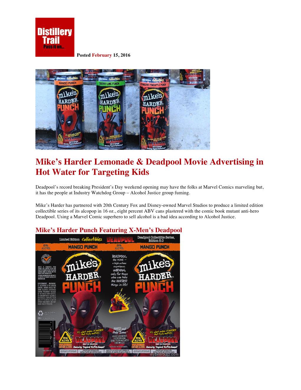 Mike's Harder Lemonade & Deadpool Movie Advertising in Hot Water For