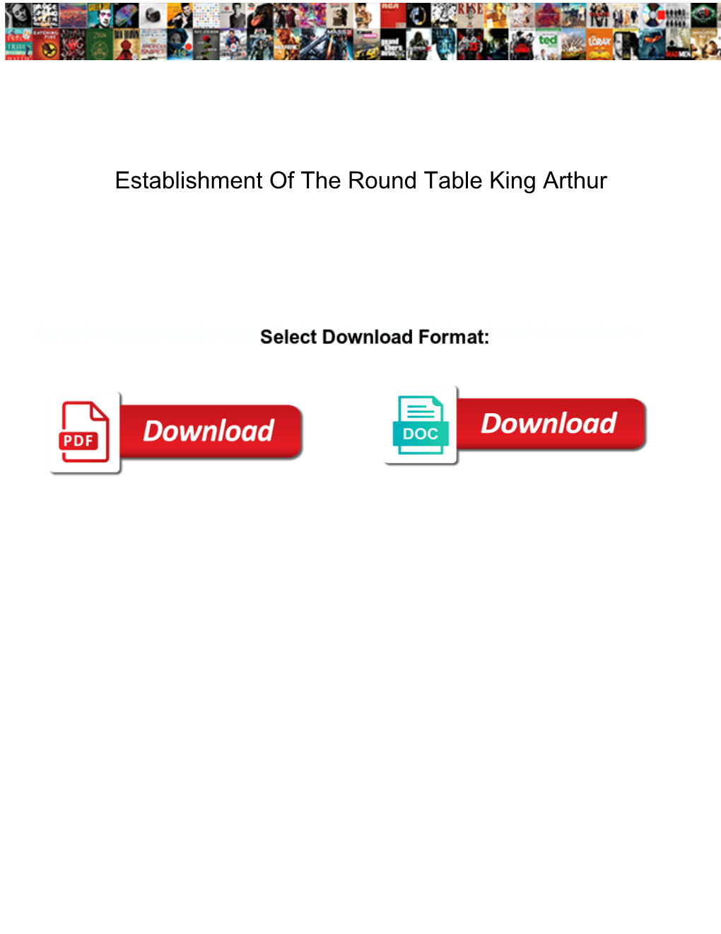 Establishment of the Round Table King Arthur