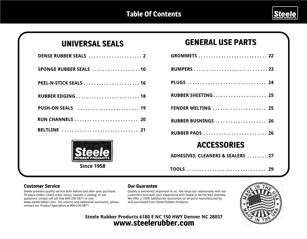 Universal Seals General Use Parts Accessories