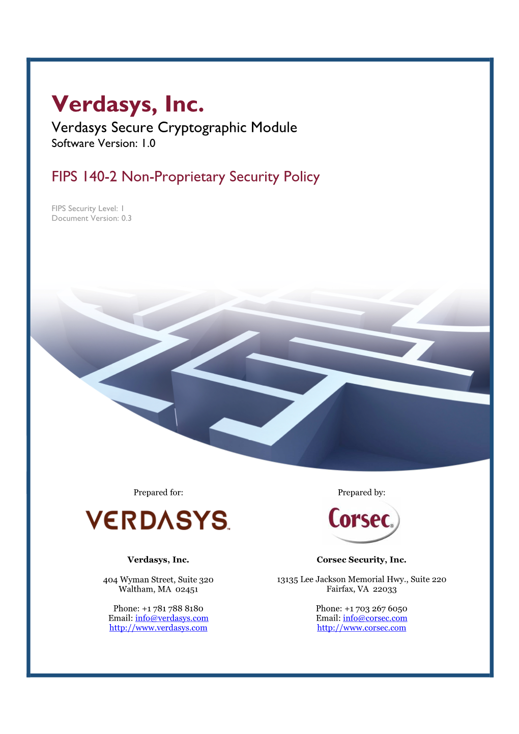 Verdasys FIPS VSEC Security Policy