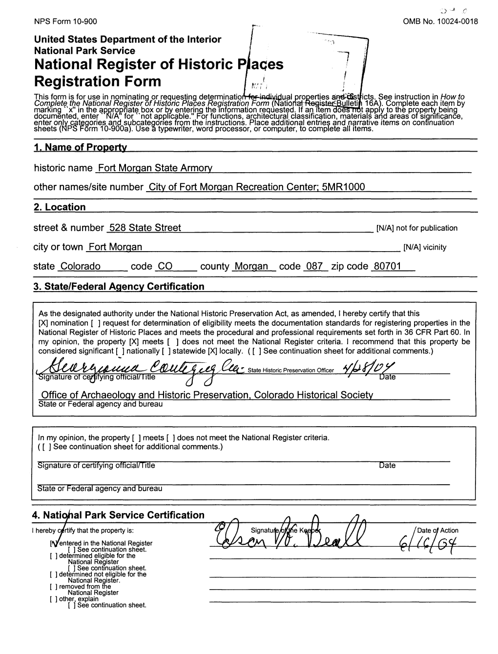 National Register of Historic P/Aces Registration Form This Form Is for Use in Nominating Or Requesting Determinatiorvfewadiyidual Properties Am^Tfistjicts