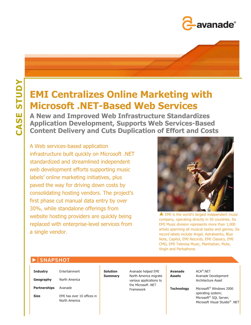 EMI Centralizes Online Marketing with Microsoft .NET-Based Web Services