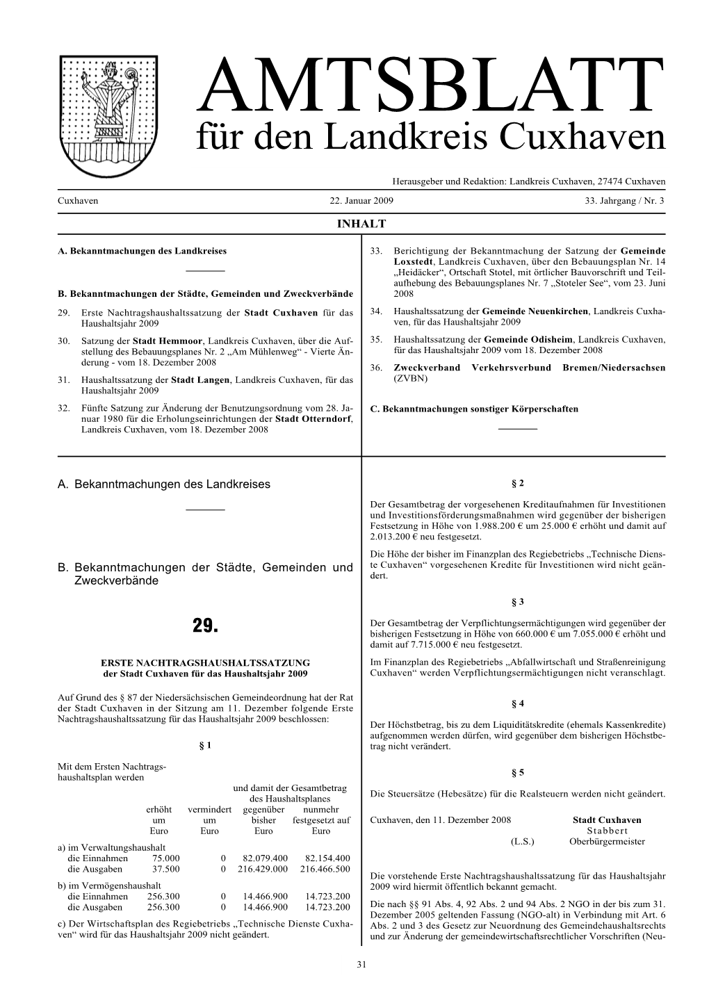 AMTSBLATT Für Den Landkreis Cuxhaven