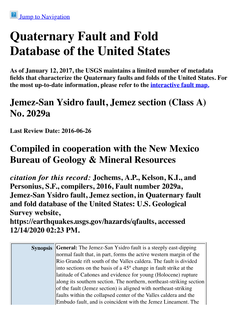 Quaternary Fault and Fold Database of the United States