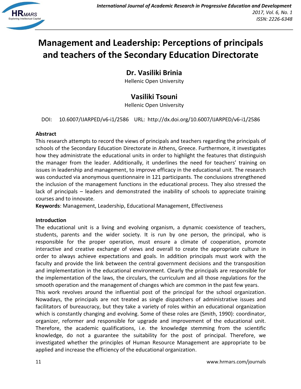 Management and Leadership: Perceptions of Principals and Teachers of the Secondary Education Directorate