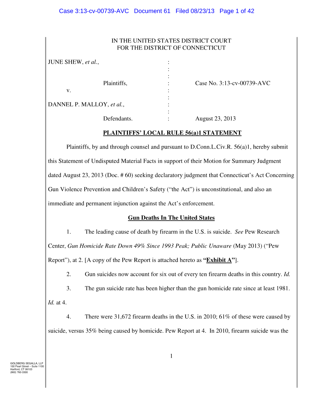 Case 3:13-Cv-00739-AVC Document 61 Filed 08/23/13 Page 1 of 42