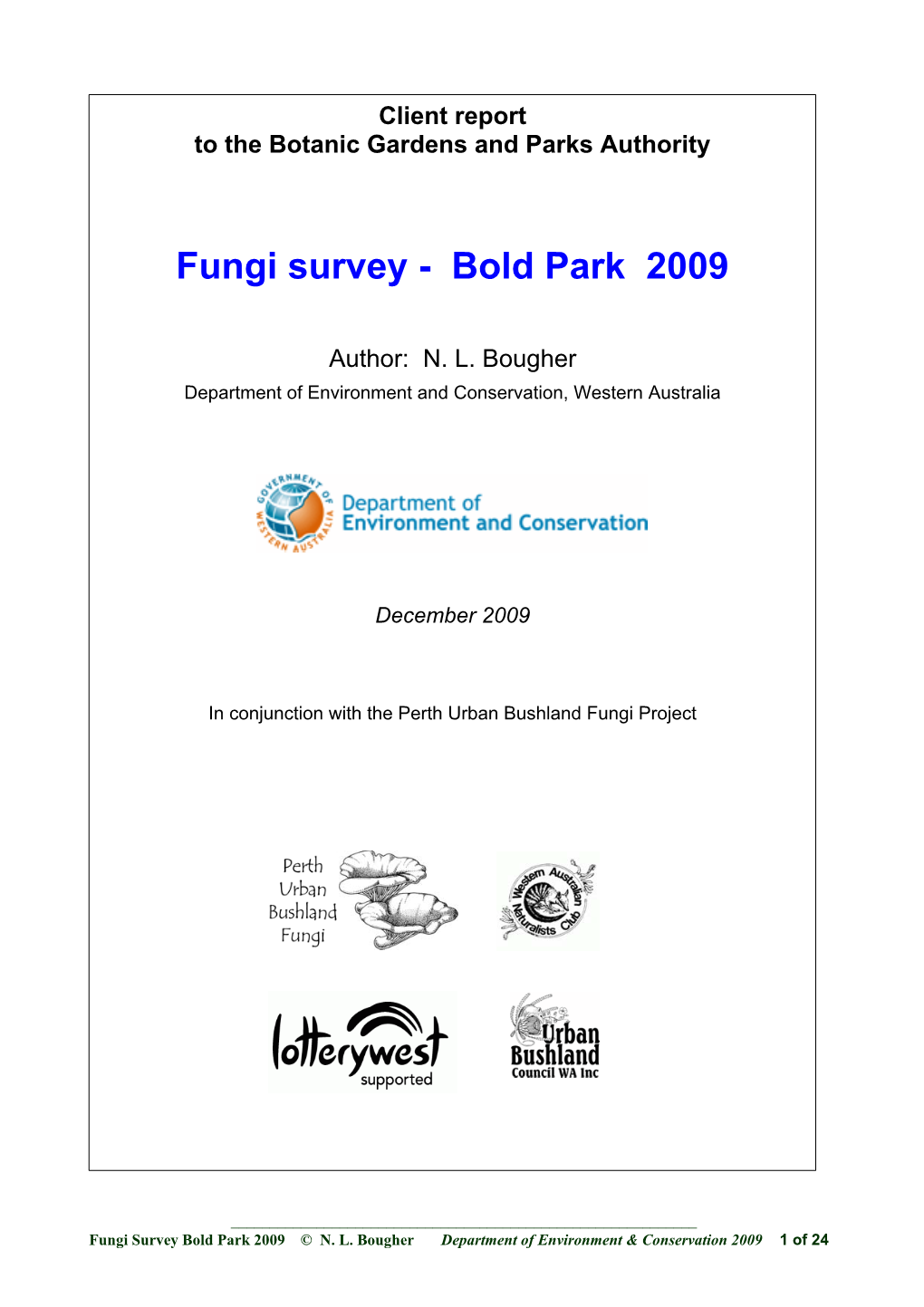 Bold Park Fungi Report