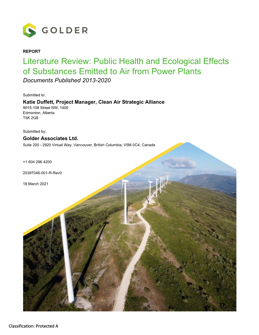 Literature Review: Public Health and Ecological Effects of Substances Emitted to Air from Power Plants Documents Published 2013-2020