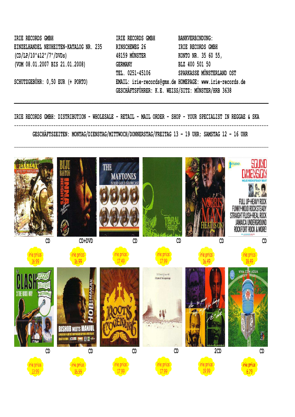 IRIE RECORDS New Release Catalogue 01-08 #2