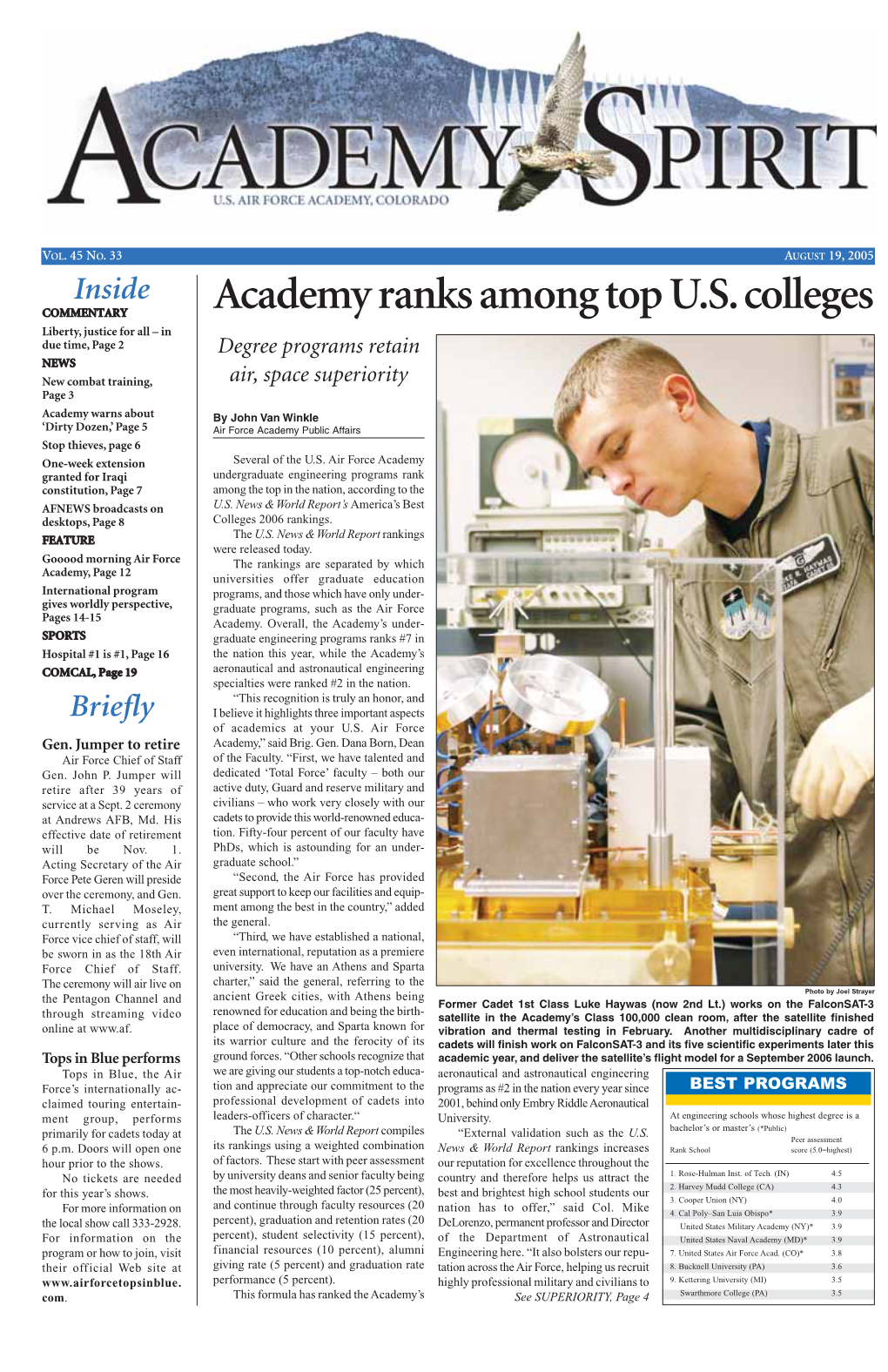 Academy Ranks Among Top U.S.Colleges