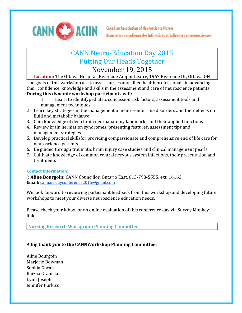 CANN Neuro-Education Day 2015