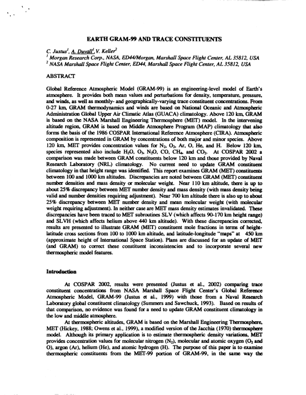 Earth Gram199 and Trace Constituents C