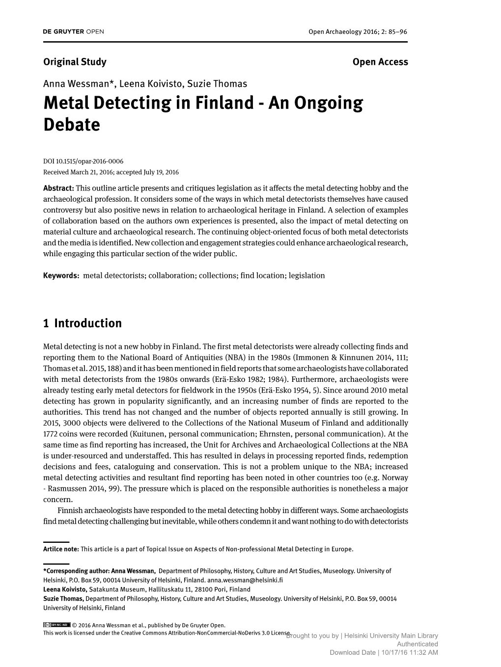 Metal Detecting in Finland - an Ongoing Debate