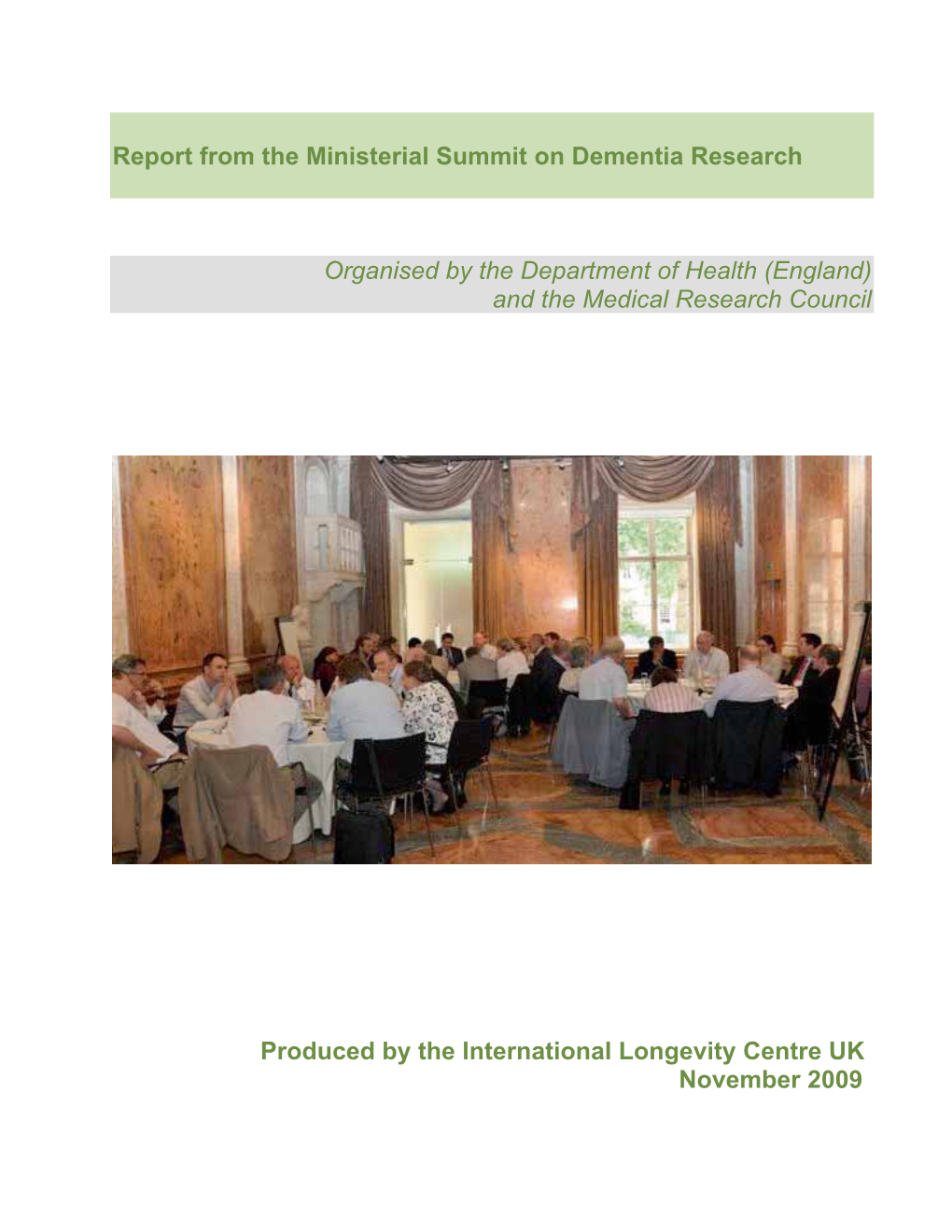 Report from the Ministerial Summit on Dementia Research