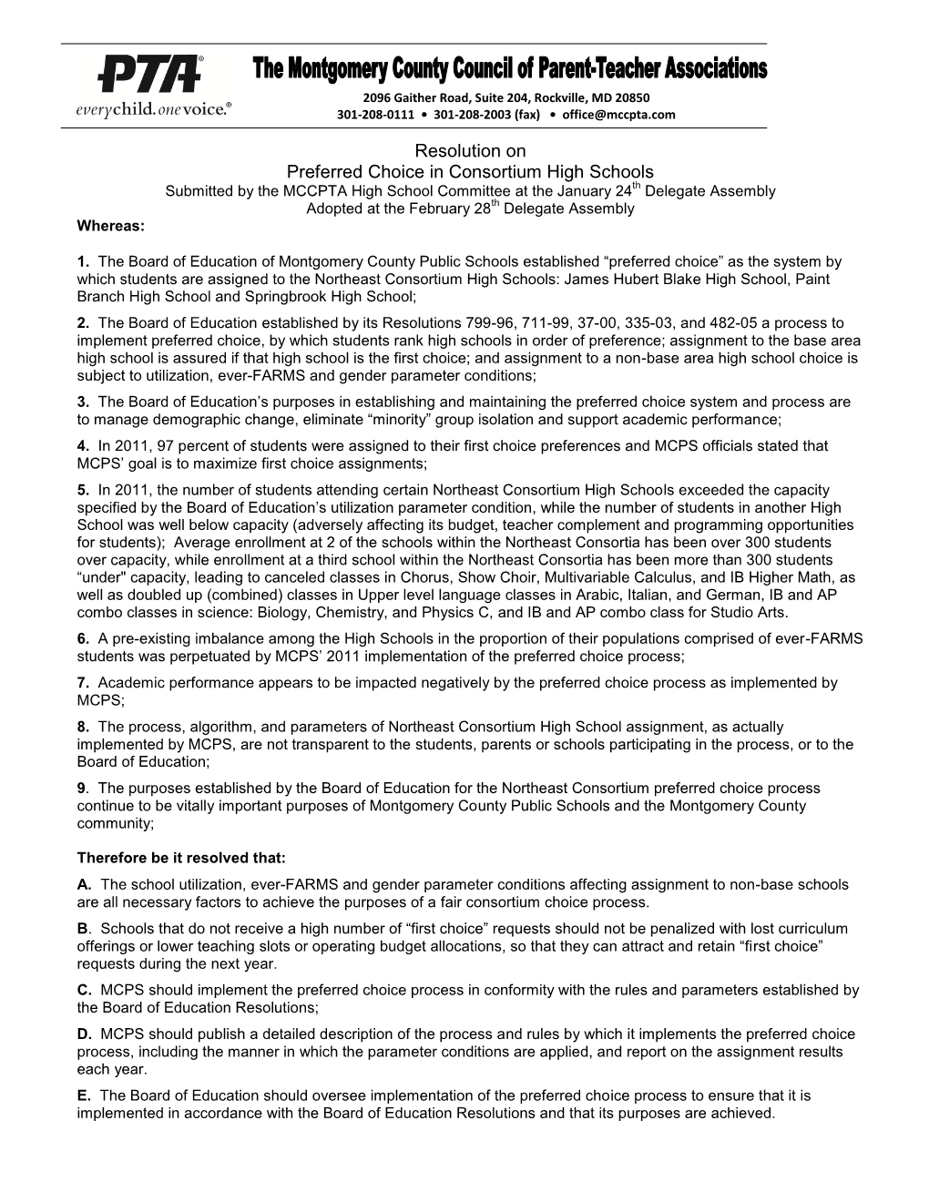 Resolution on FY2008 Operating Budget Priorities