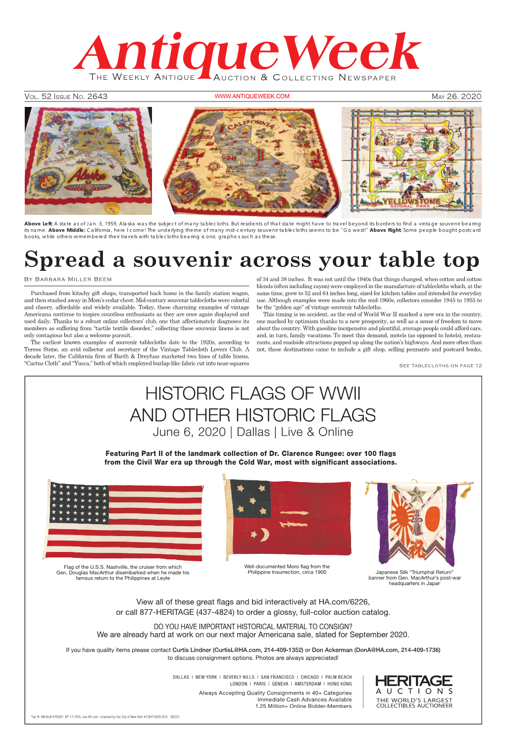 Spread a Souvenir Across Your Table Top by Barbara Miller Beem of 34 and 38 Inches