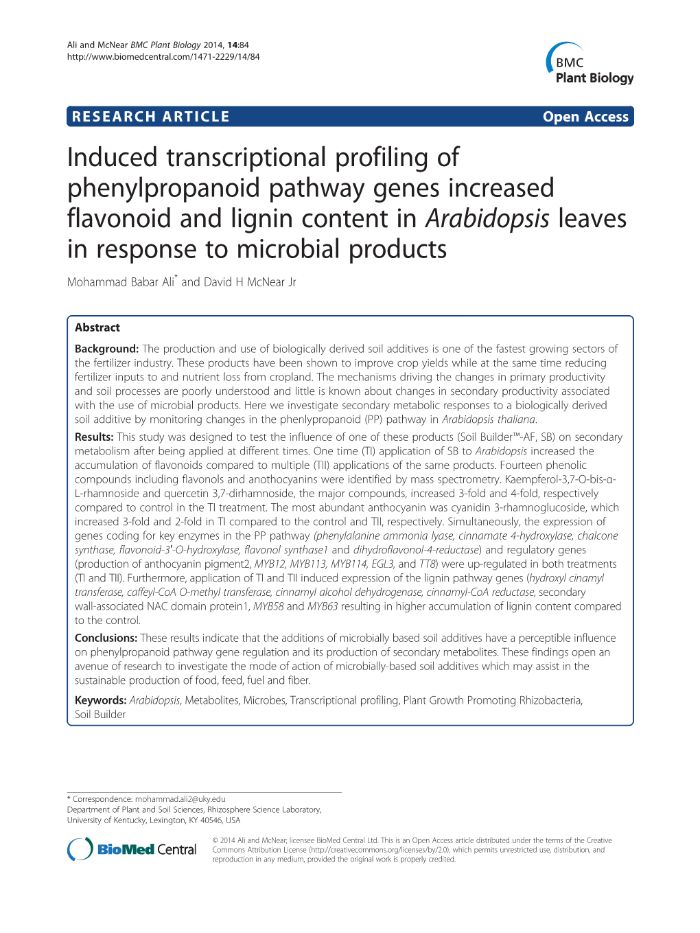 Induced Transcriptional Profiling of Phenylpropanoid Pathway Genes