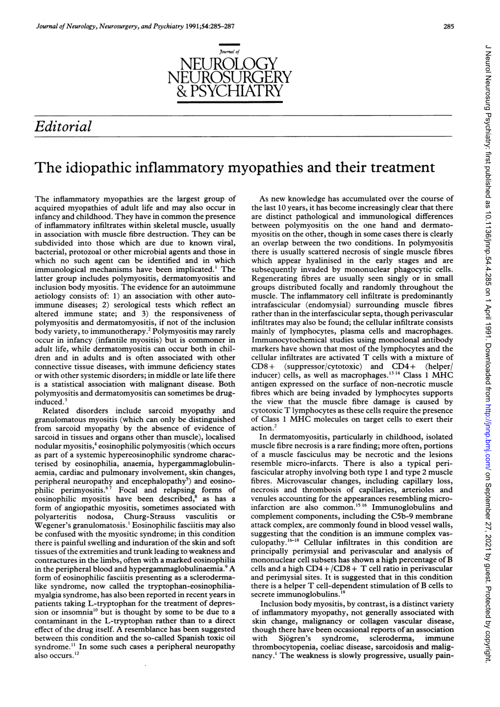 NEUROLOGY NEUROSURGERY & PSYCHIATRY Editorial