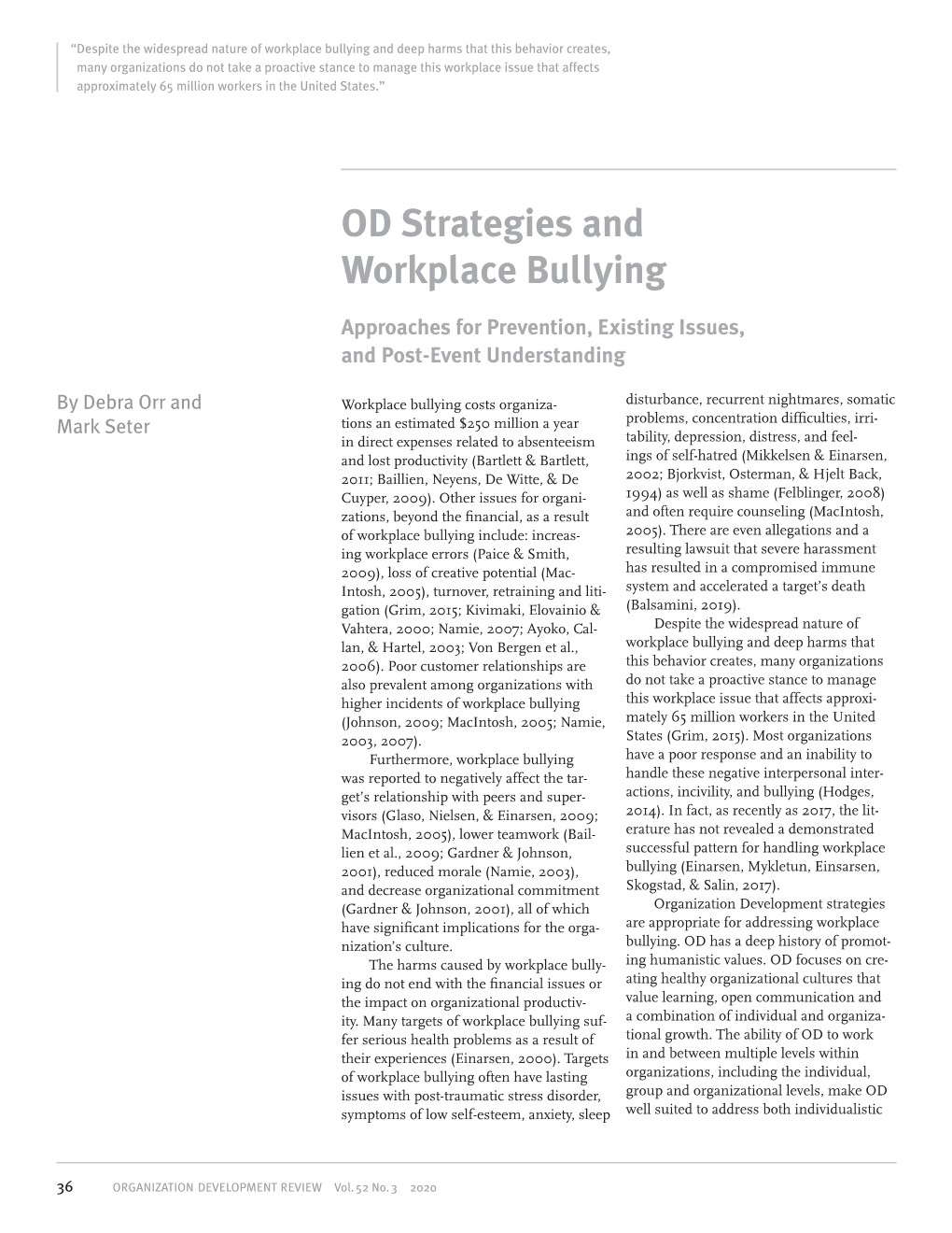 OD Strategies and Workplace Bullying