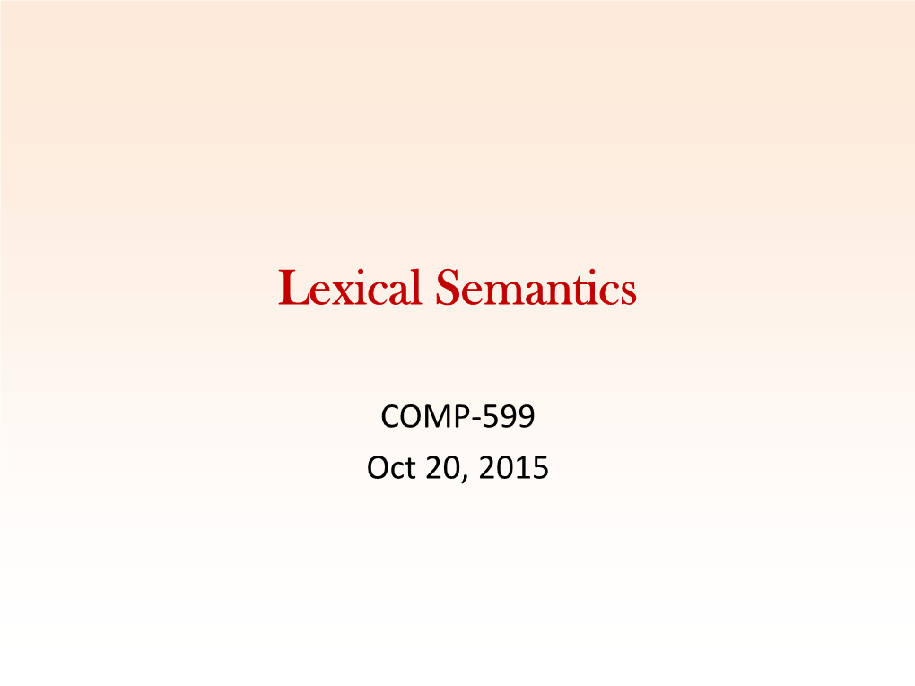 Lexical Semantics