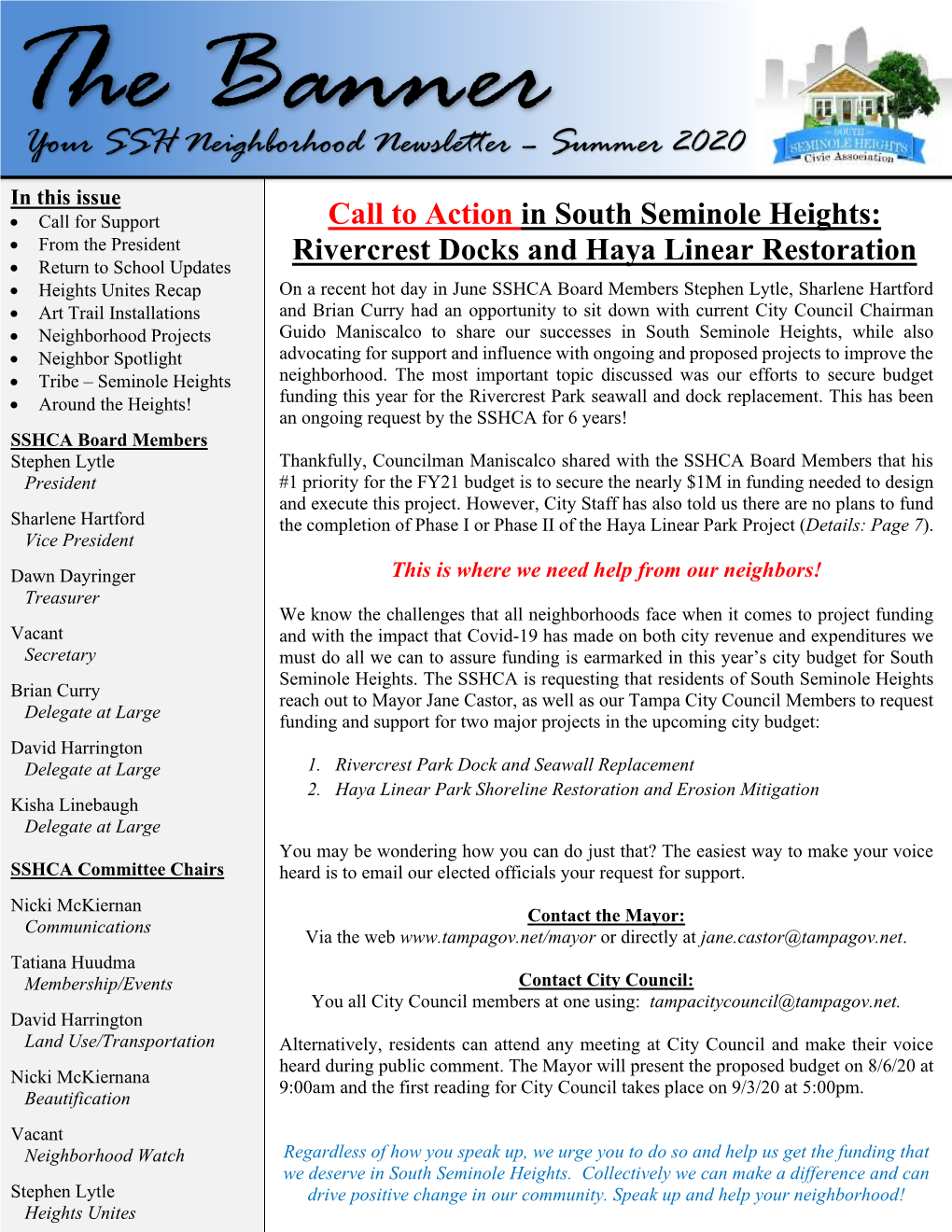 Your SSH Neighborhood Newsletter – Summer 2020