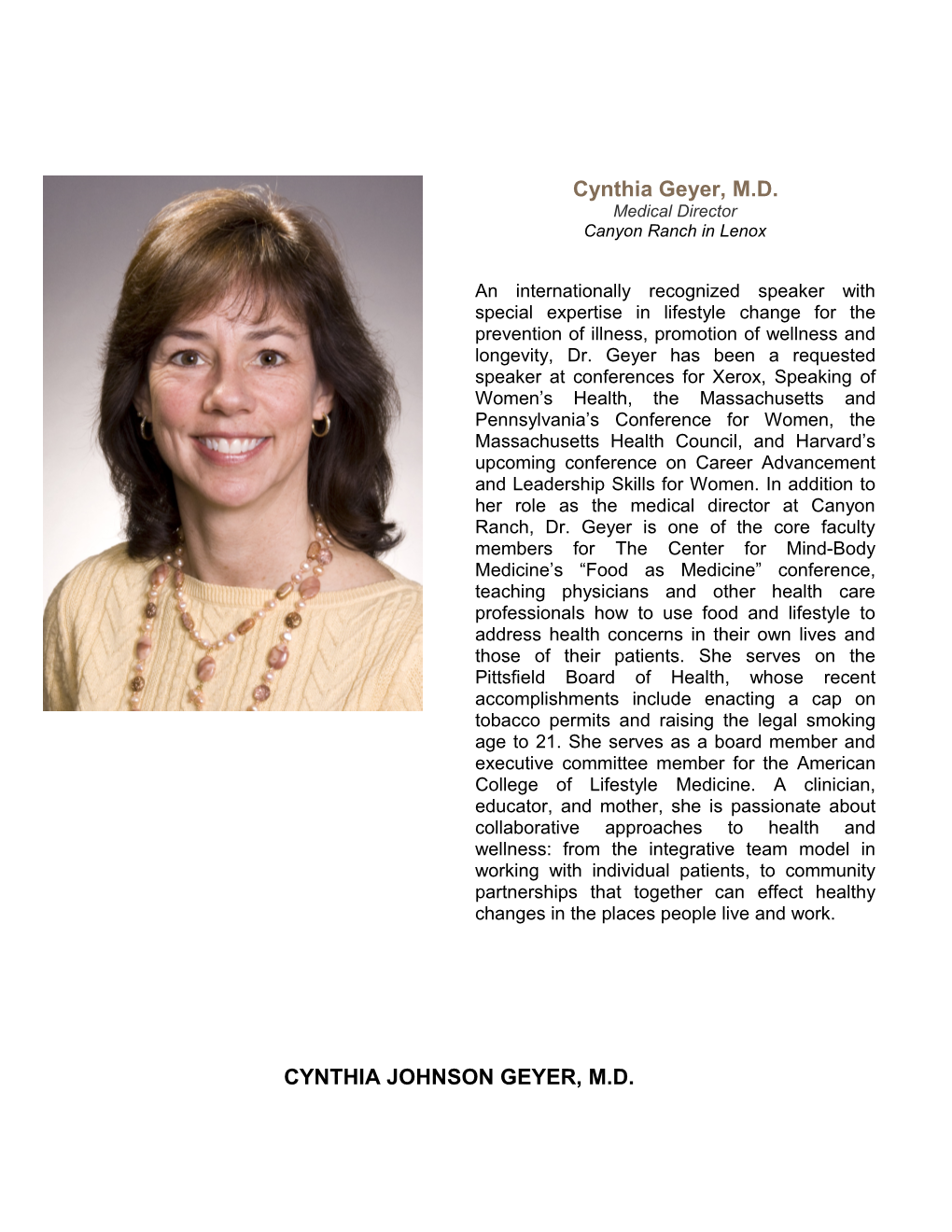 Cynthia Johnson Geyer, M.D