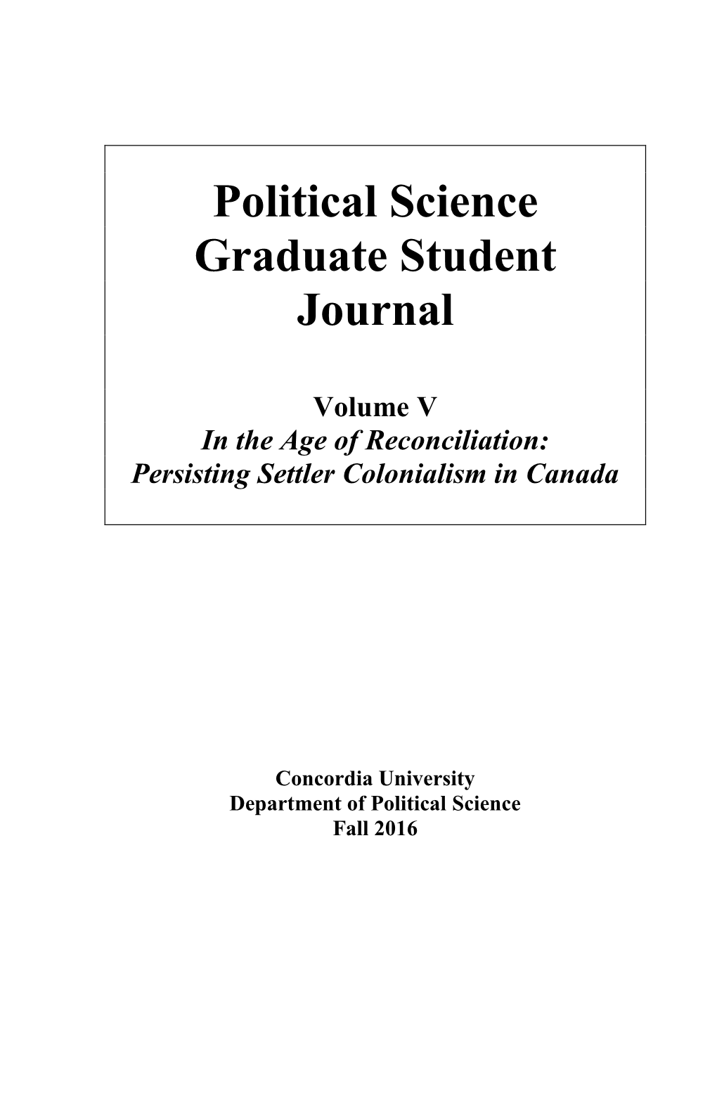 Political Science Graduate Student Journal