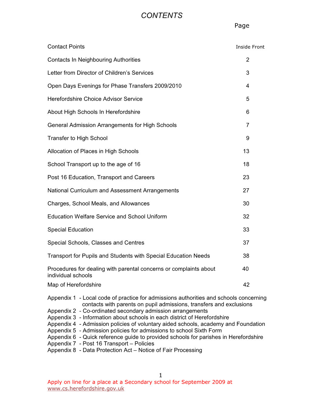 CONTENTS Page