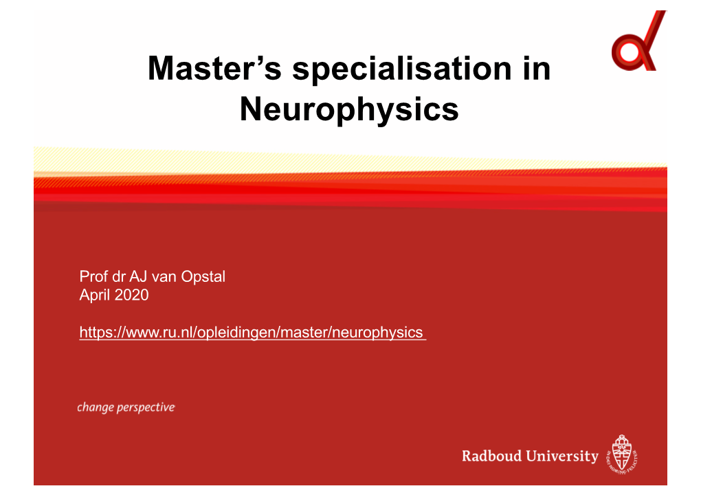 Master's Specialisation in Neurophysics