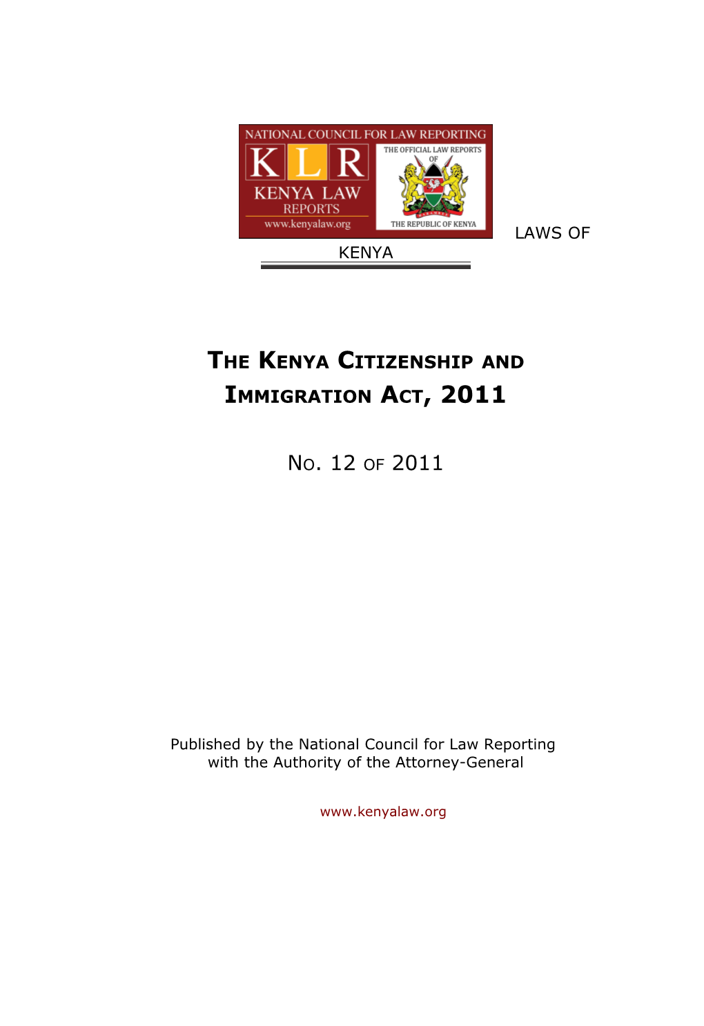 The Kenya Citizenship and Immigration Act, 2011