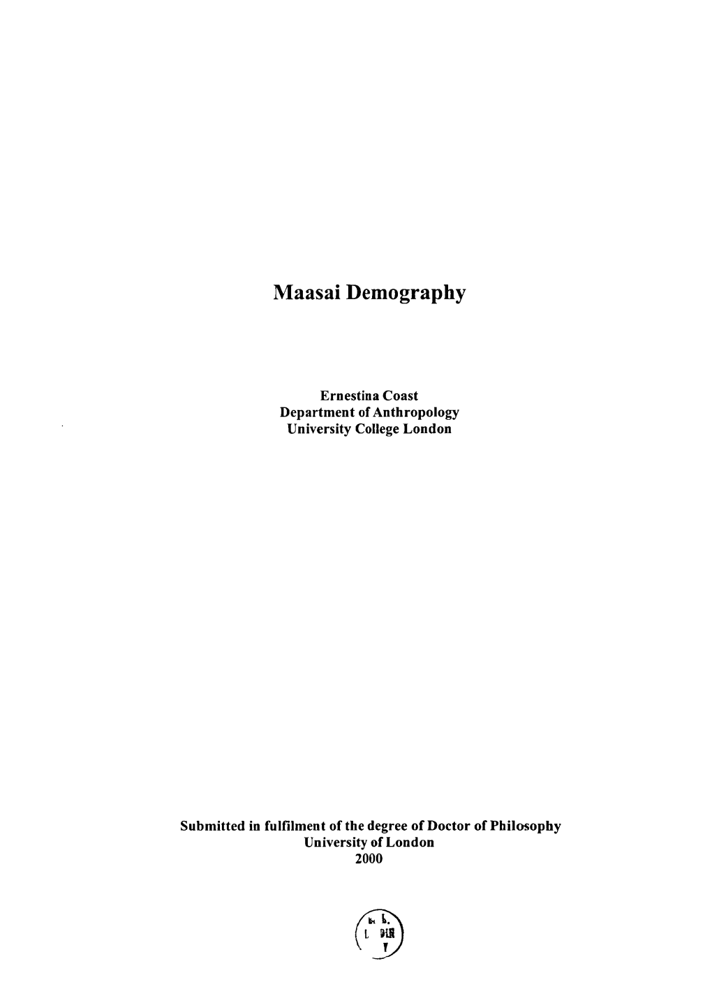 Maasai Demography