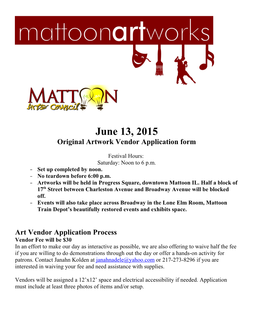 Original Artwork Vendor Application Form