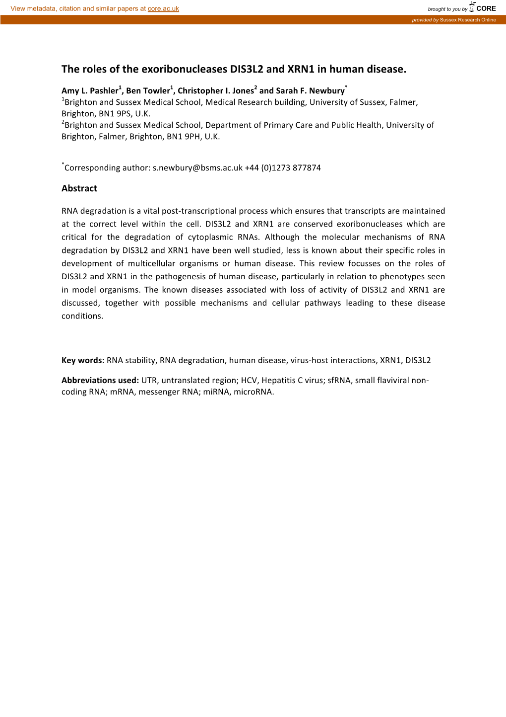 The Roles of the Exoribonucleases DIS3L2 and XRN1 in Human Disease