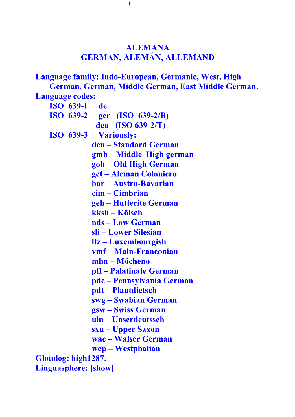 Indo-European, Germanic, West, High German, German, Middle German, East Middle German