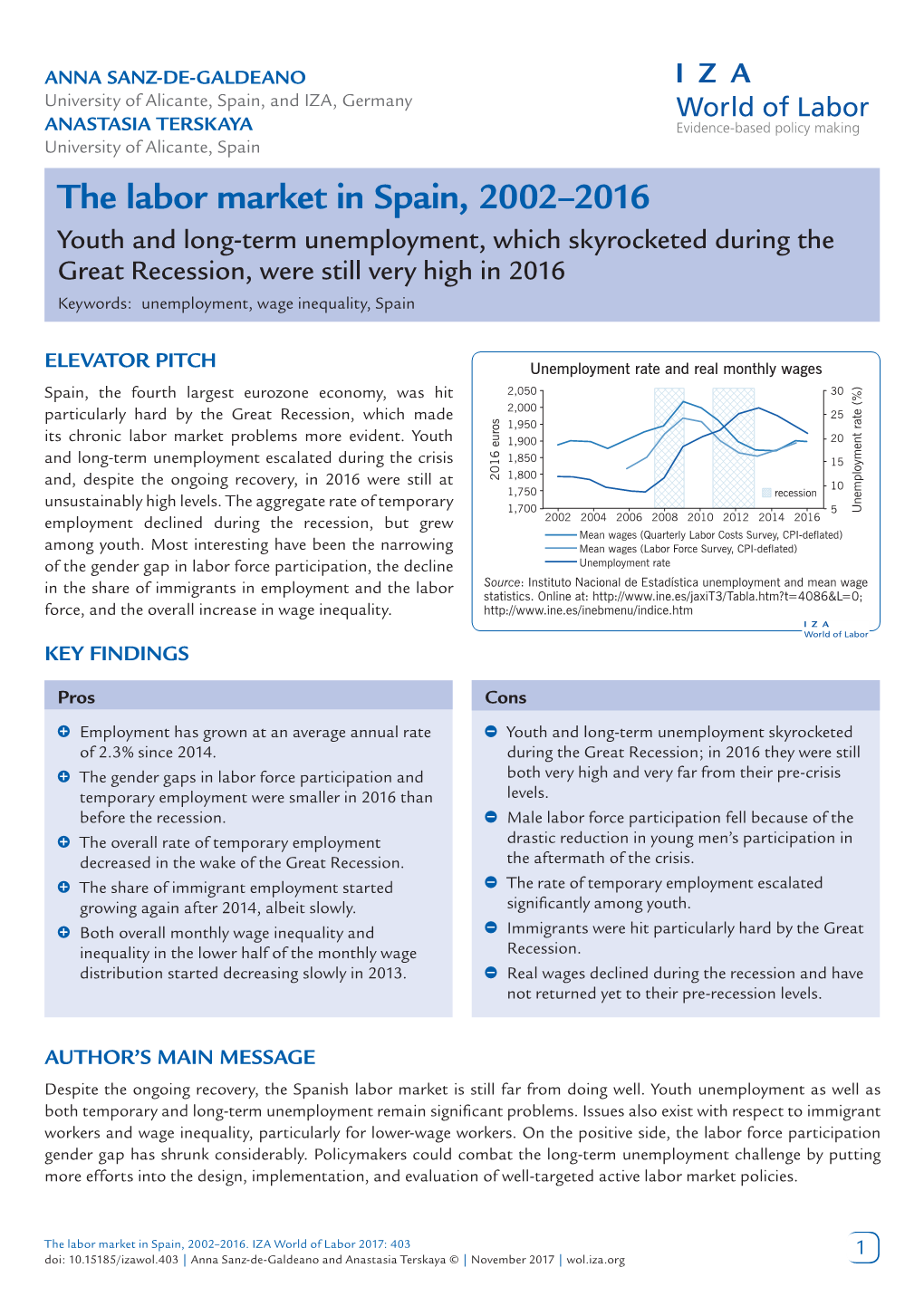 The Labor Market in Spain, 2002–2016