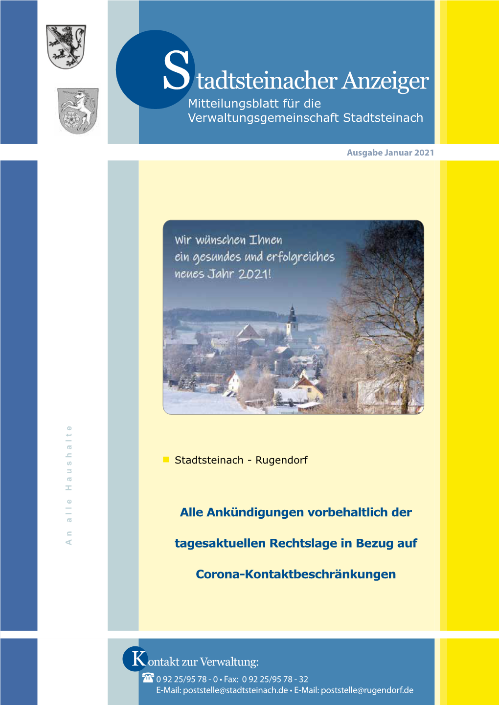 Tadtsteinacher Anzeiger Mitteilungsblatt Für Die Verwaltungsgemeinschaft Stadtsteinach