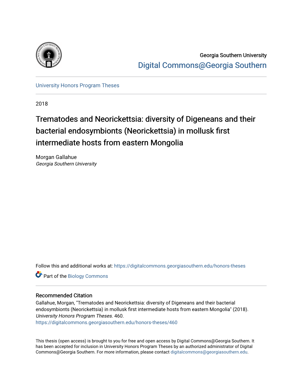 Trematodes and Neorickettsia: Diversity of Digeneans and Their Bacterial Endosymbionts (Neorickettsia) in Mollusk First Intermediate Hosts from Eastern Mongolia