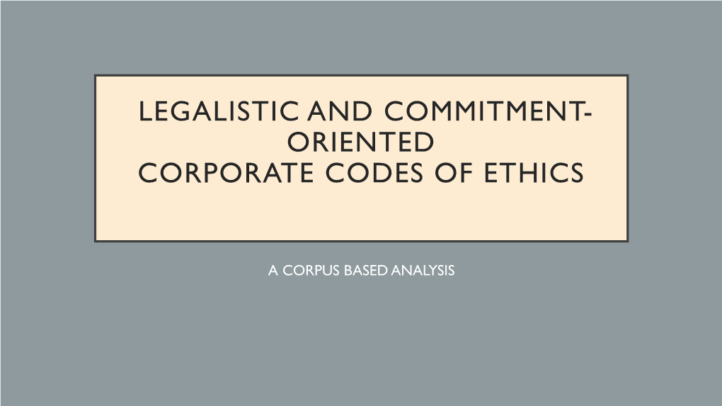 The Language of Corporate Code of Ethics: an Industry-Related Perspective