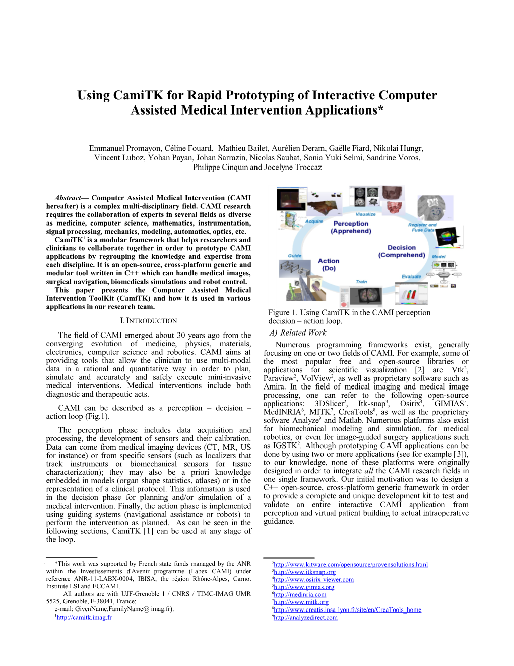 Using Camitk for Rapid Prototyping of Interactive Computer Assisted Medical Intervention Applications*