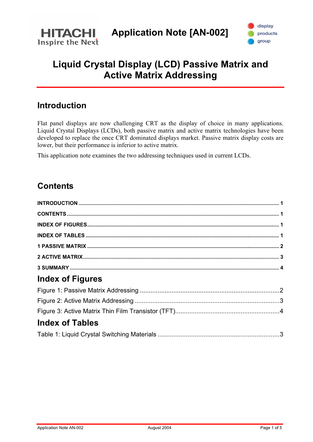 Passive Matrix and Active Matrix Addressing