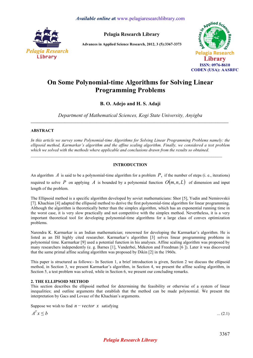 On Some Polynomial-Time Algorithms for Solving Linear Programming Problems