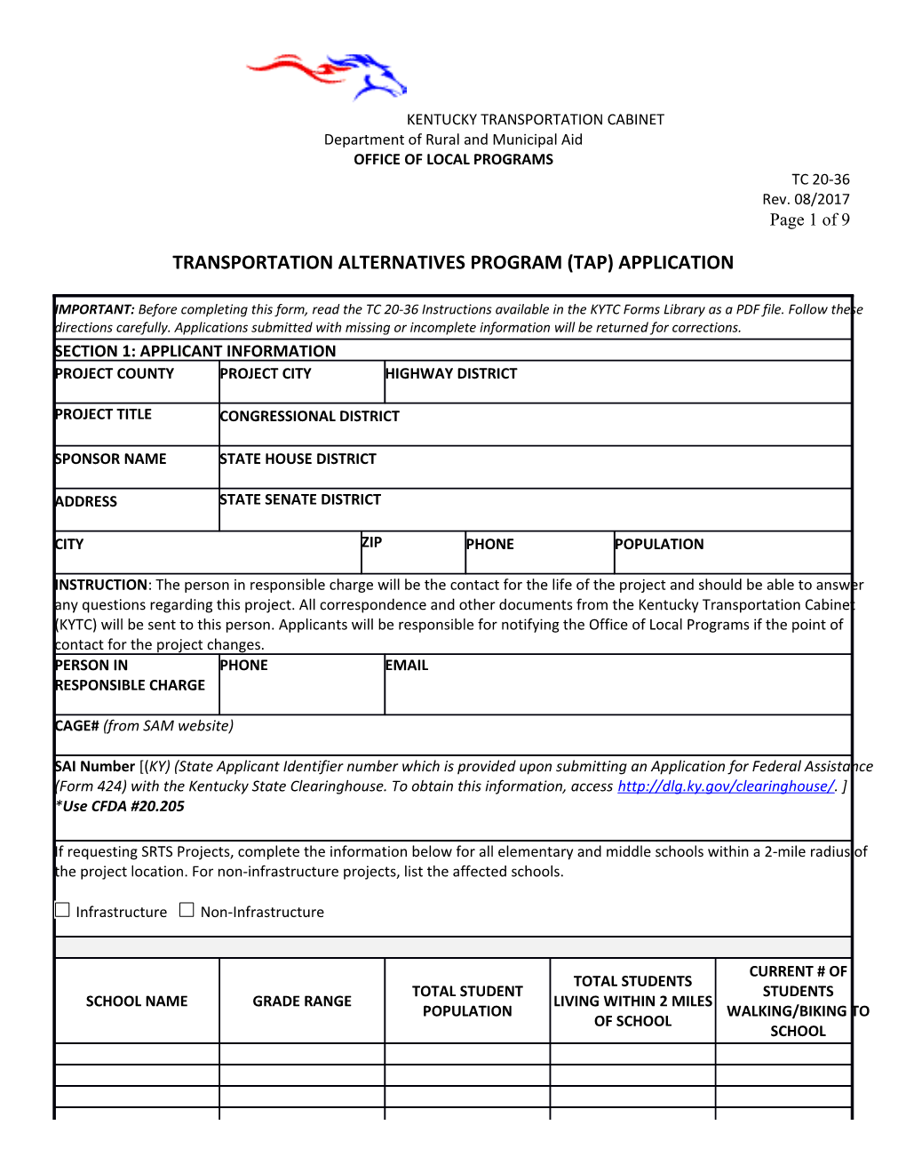 Transportation Alternatives Program (TAP) Application