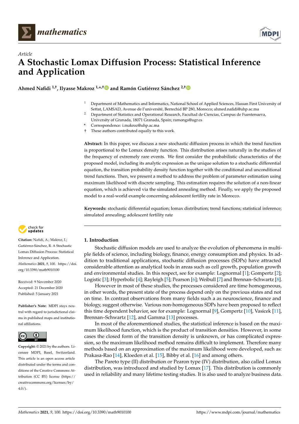 A Stochastic Lomax Diffusion Process: Statistical Inference and Application