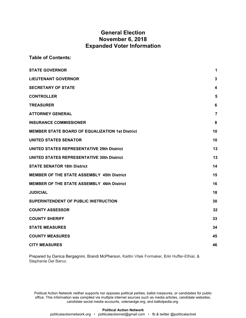 General Election November 6, 2018 Expanded Voter Information